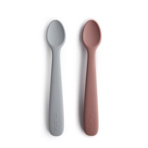 Mushie Silicone Feeding Spoons 2-pack - Stone/Cloudy Mauve